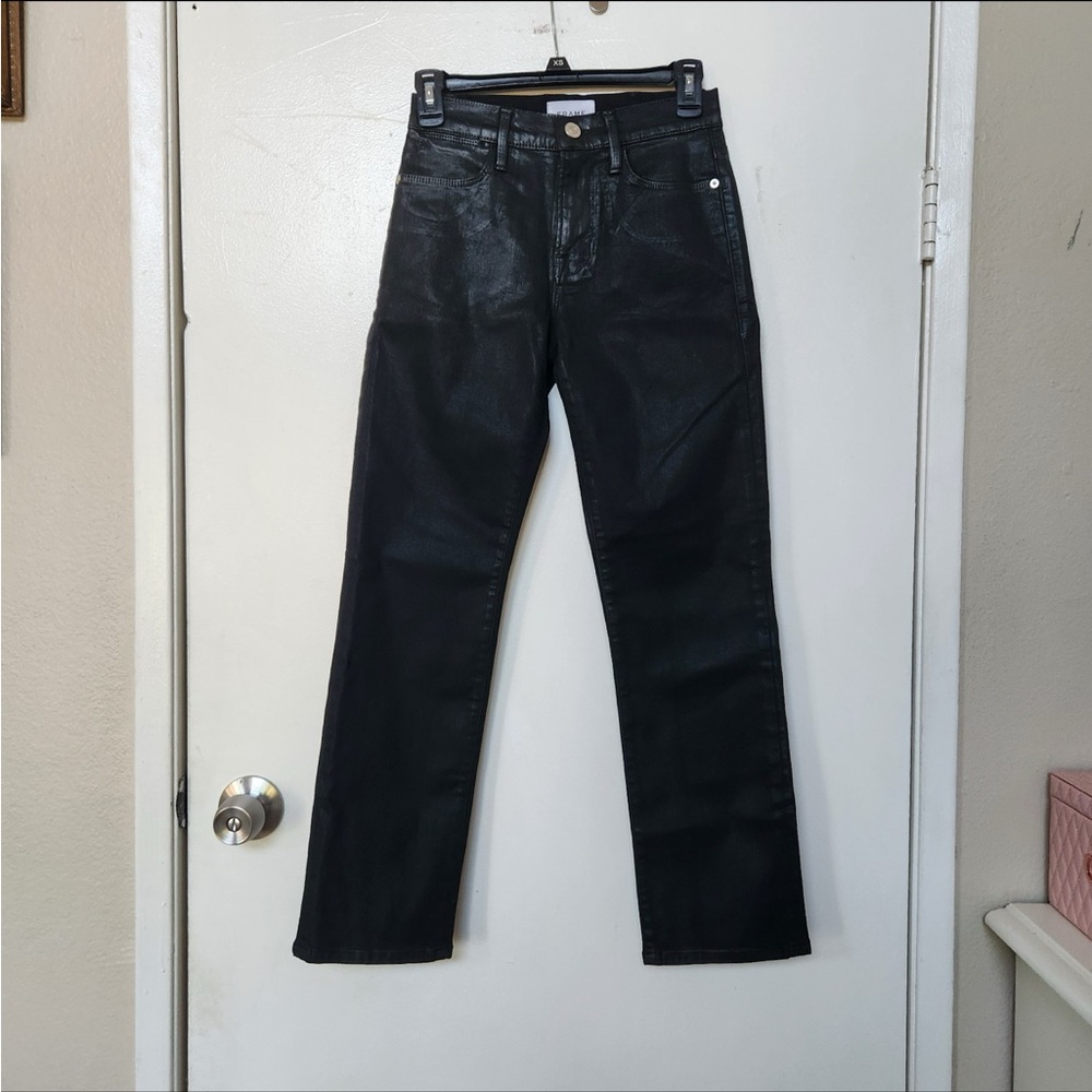 Frame Le High Straight glossy black jeans size 25